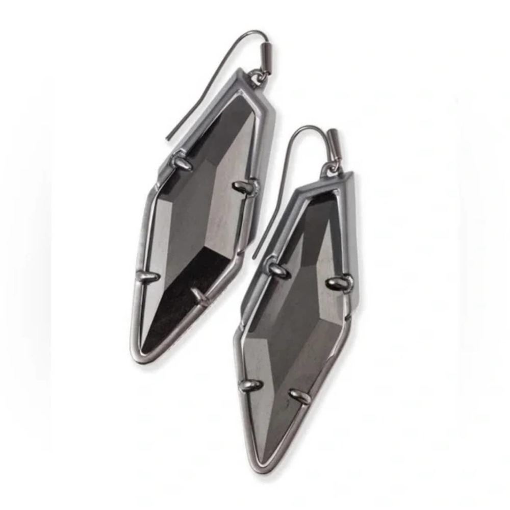 Kendra Scott Earrings:Platinum Bexley Drop Earrings with Mirrored Rock Hematite‎